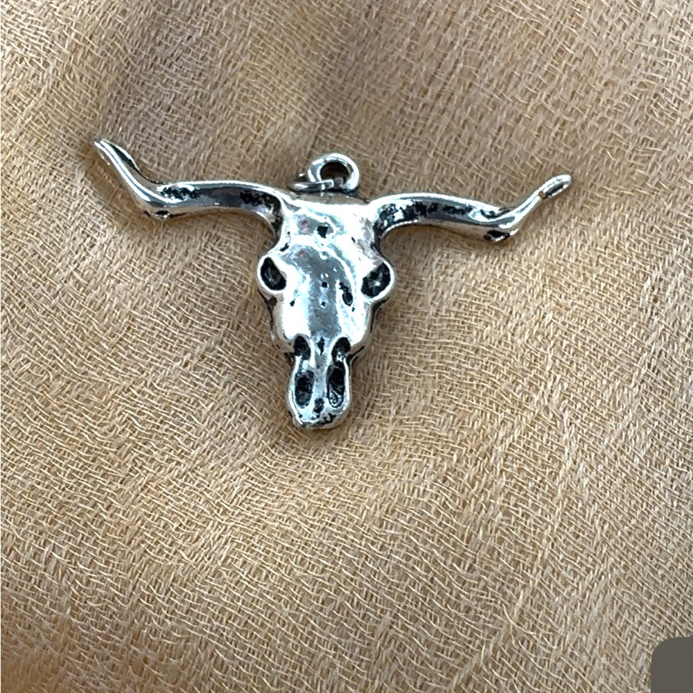 Silver Bull Skull Pendant
